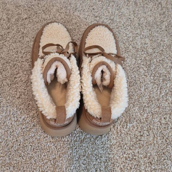 UGG CLASSIC PLATFORM CHESTNUT SUEDE ANKLE BOOTS SHOE SIZE 8 - Picture 4 of 8